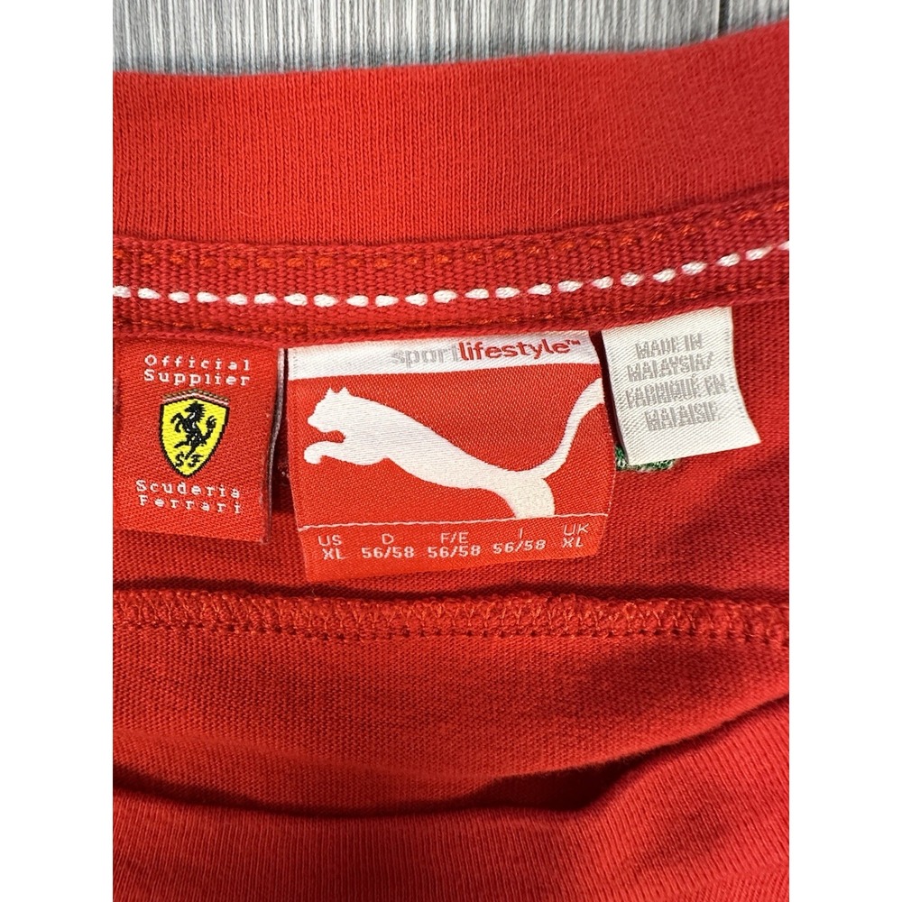 Puma Scuderi Ferrari TShirt Mens XL Red white Embroidered Formula Racing - Picture 5 of 8